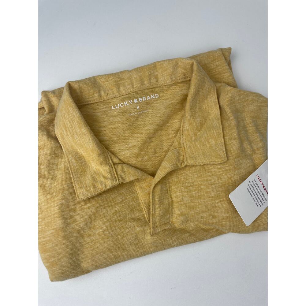 NWT Lucky Brand Men’s Polo Shirt Small Johnny Collar Burnt Yellow Vacation Golf
